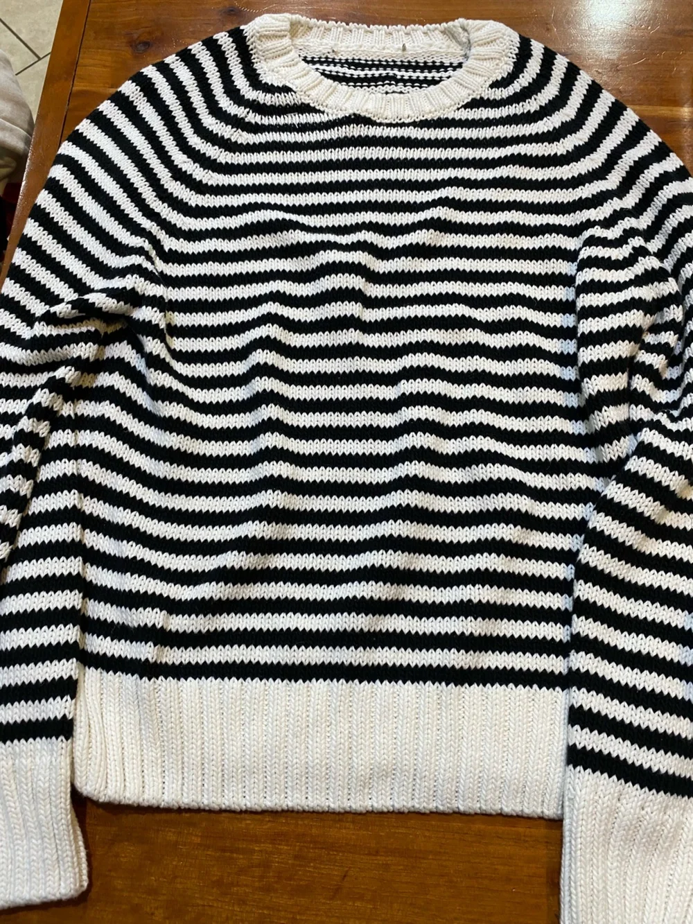 Tory Burch Blue and White Striped Knit Sweater
